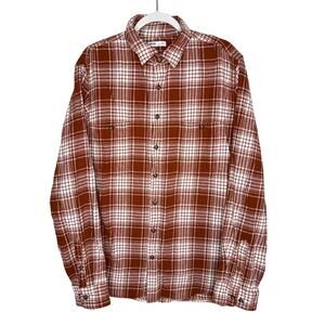 Sonoma Long Sleeve Button Down Plaid Flannel Top Size XLT Burnt Orange Men's